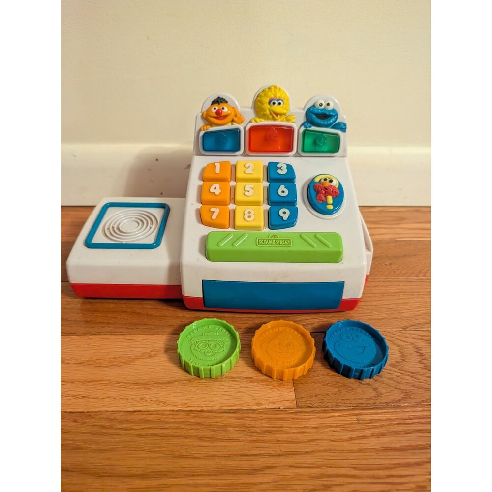 TYCO Sesame Street Count N Play Elmo Cash Register Pretend Vintage 1998 W Coins